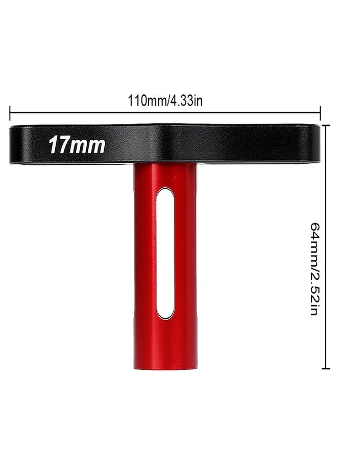 Dantenron RC Aluminum 17mm Wheel Hex Nuts with Wheel Hub Wrench Repair Tool Set Upgrades Part for 1/8 RC Cars Trucks Off Road Buggy Arrma Typhon Kraton 6S 3S Traxxas E-Maxx E-Revo Mojave (Red) - Image 2
